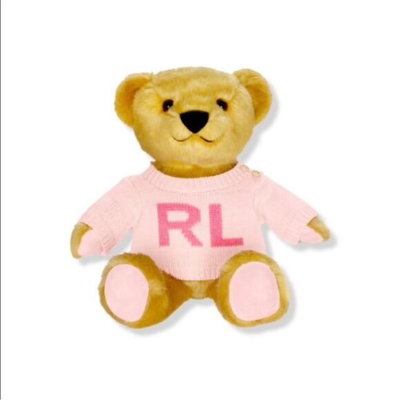 Ralph Lauren Romance Teddy Bear With Pink Sweater & Logo - Picture 1 of 12